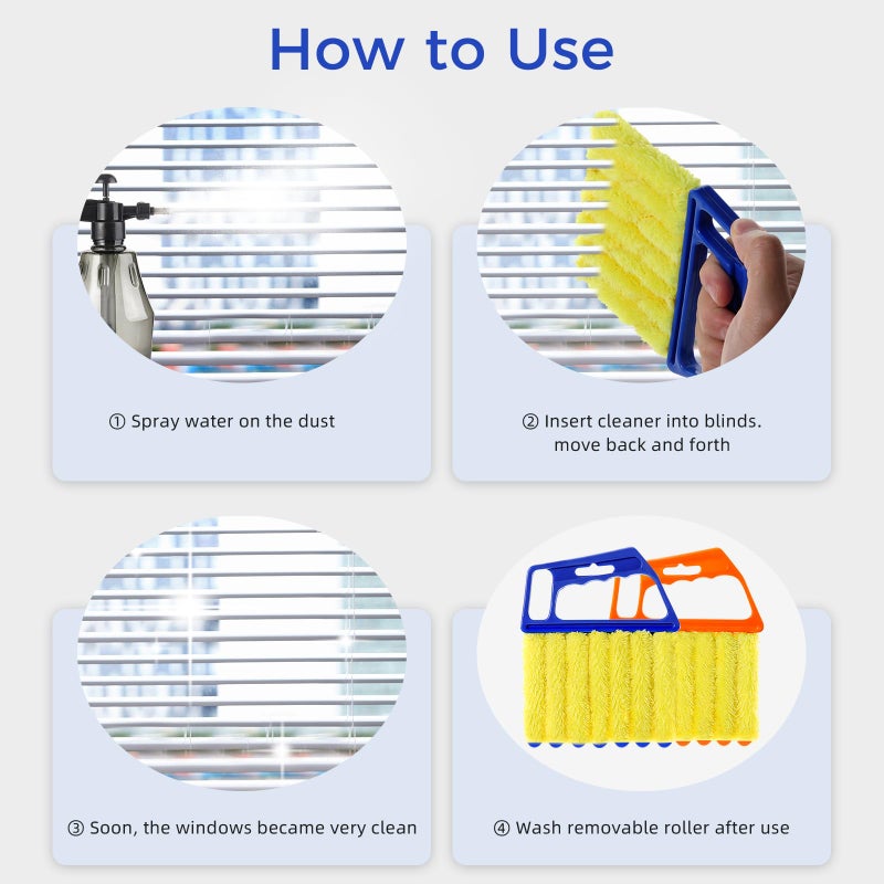 EVEPRUS 4Pcs Window Venetian Blind Cleaner Duster Tool,Washable 7 Fingers Dusting Cleaner and Air Vent Cleaner,Shutter Brush,Blinds Air Conditioner Keyboard Fan Duster Dirt Housekeeping Tool - Image 5