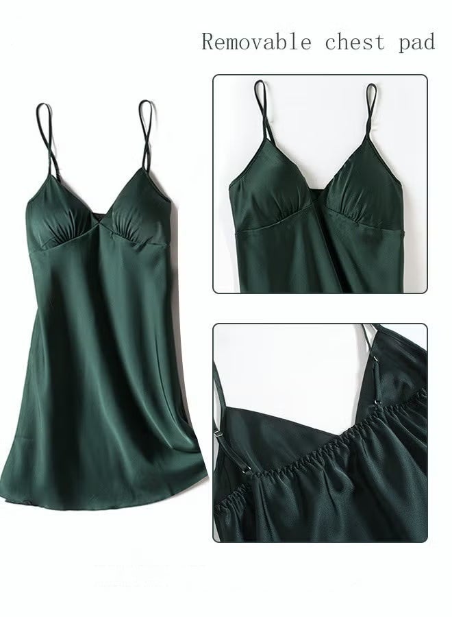 5-Pack Women's Sleepwear Sets Sling Lace Nightdress Sweet Pajama Home Wearing Clothes Loungewear Suits Floral Printing Ladies Nightwear Lingerie Robe Underwear Shorts Summer Spring Olive green - Image 3