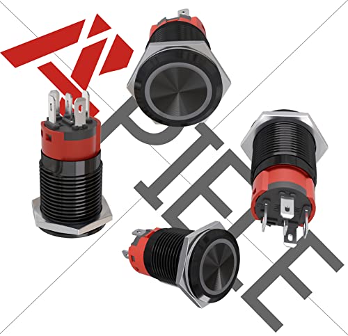 APIELE 16mm Momentary Black Push Button Switch On Off with 12V LED Angel Ring Head for 16mm 0.63" Mounting Hole with Wire Socket Plug Self-Reset (Blue/Black Shell) - Image 3