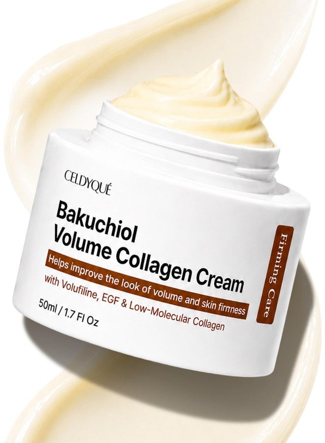 CELDYQUE Bakuchiol Volume Collagen Cream - Volufiline EGF & Low-Molecular Collagen Firming Plumping & Radiant-Looking Korean Skincare Anti Aging Face Moisturizer w/Snail Mucin Microneedling Friendly 1.7 Oz - Image 1