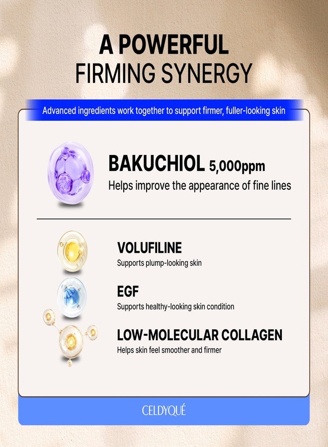 CELDYQUE Bakuchiol Volume Collagen Cream - Volufiline EGF & Low-Molecular Collagen Firming Plumping & Radiant-Looking Korean Skincare Anti Aging Face Moisturizer w/Snail Mucin Microneedling Friendly 1.7 Oz - Image 5