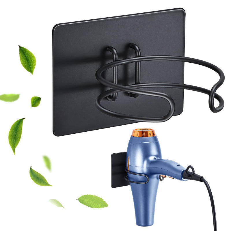 LOXSUN Hair Dryer Holder Wall Mounted, Hairdryer Holder for Bathroom, Blow Dryer Holder, Hair Tool Organizer for Hair Dryer Hanger Storage, Adhesive Blow Dryer Organizer (Black) - Image 1