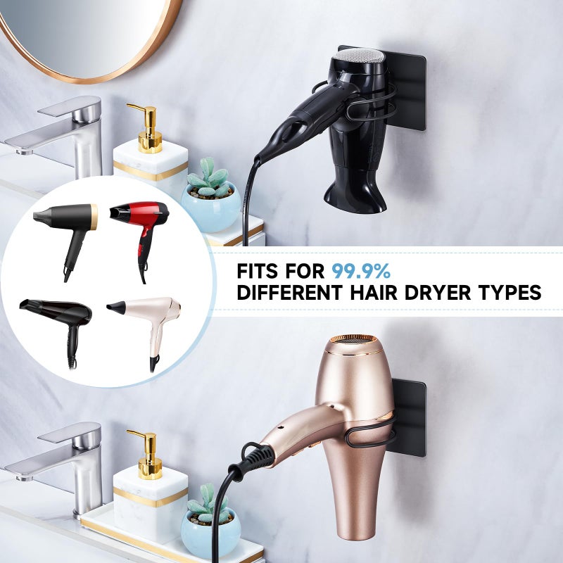 LOXSUN Hair Dryer Holder Wall Mounted, Hairdryer Holder for Bathroom, Blow Dryer Holder, Hair Tool Organizer for Hair Dryer Hanger Storage, Adhesive Blow Dryer Organizer (Black) - Image 4