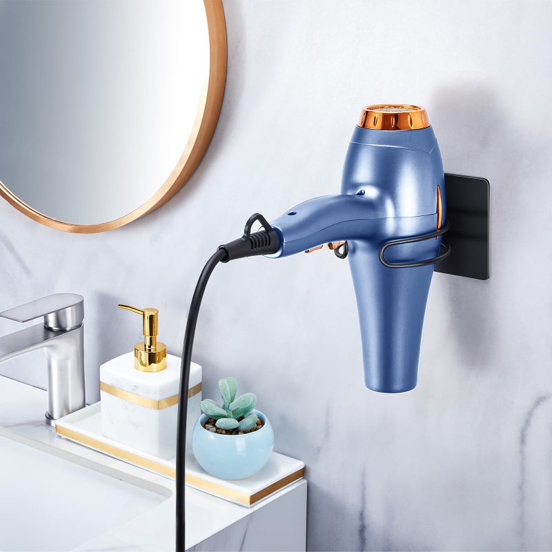 LOXSUN Hair Dryer Holder Wall Mounted, Hairdryer Holder for Bathroom, Blow Dryer Holder, Hair Tool Organizer for Hair Dryer Hanger Storage, Adhesive Blow Dryer Organizer (Black) - Image 2