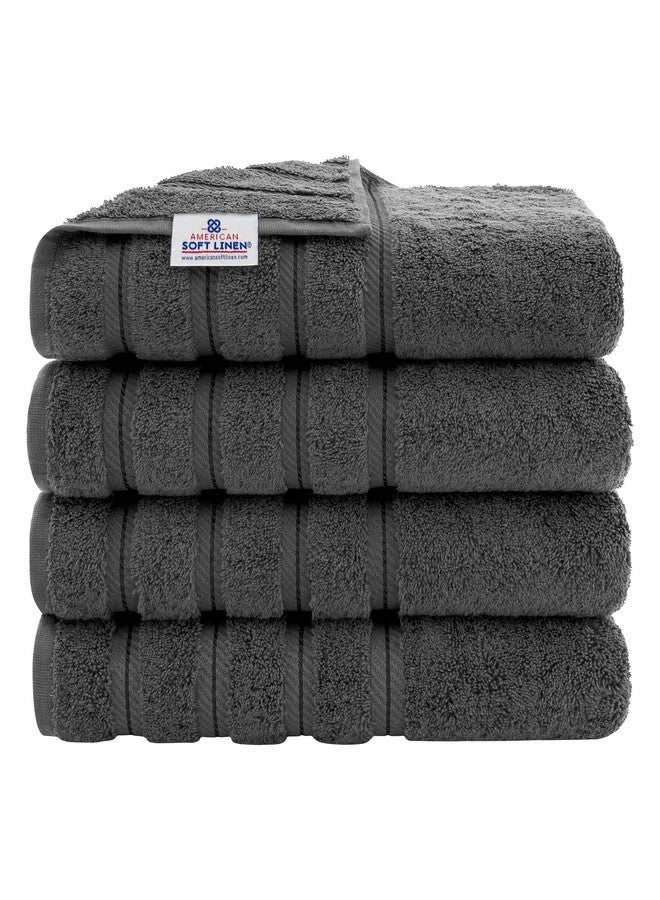 American Soft Linen American Soft Linen Luxury 4 Piece Bath Towel Set, 600 GSM 100% Cotton Turkish Bath Towels for Bathroom, 27x54 in Large Bathroom Shower Towels, Dark Gray  - Image 1
