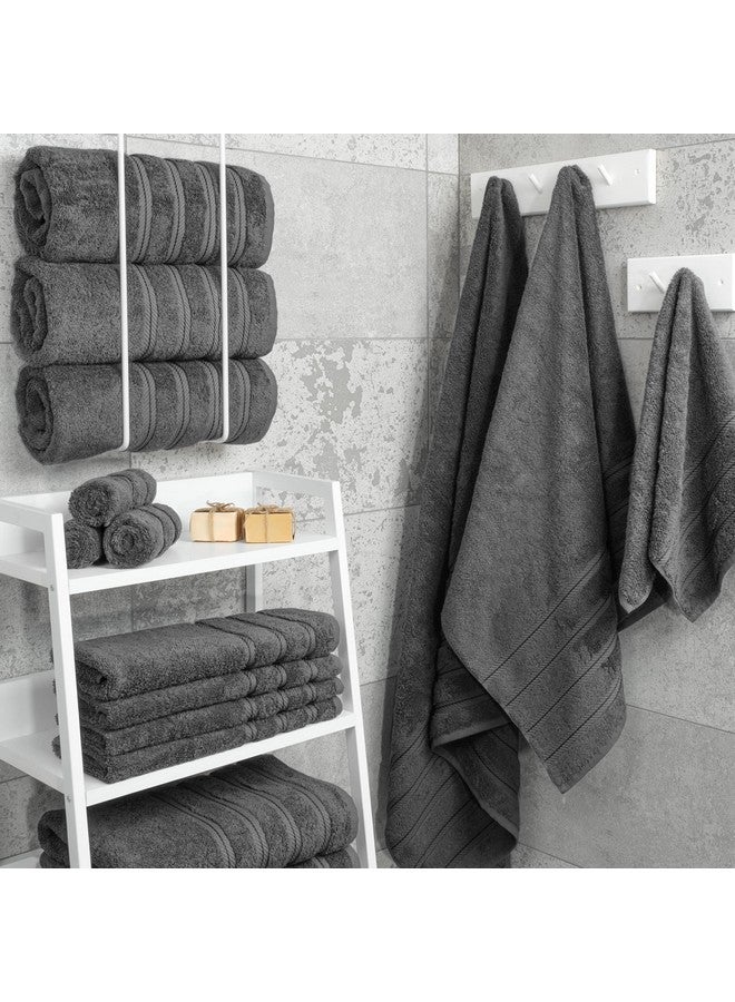 American Soft Linen American Soft Linen Luxury 4 Piece Bath Towel Set, 600 GSM 100% Cotton Turkish Bath Towels for Bathroom, 27x54 in Large Bathroom Shower Towels, Dark Gray  - Image 2