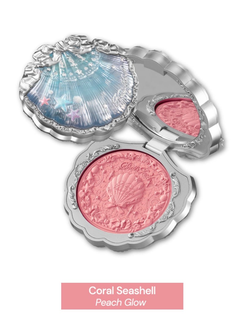 Flower Knows Shell's Jewel Silk Satin Blush – Long-Lasting Cheek u0026 Highlight Duo with Vitamin E - 03 Coral Seashell - Image 1