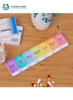 ACNORIA CARE 7 Day Weekly Pill Organizer Box Plastic Spacious Storage Food Grade Safe Travel Pill Box - Size 22*5*2 cm- Acnoria Care  - Image 1