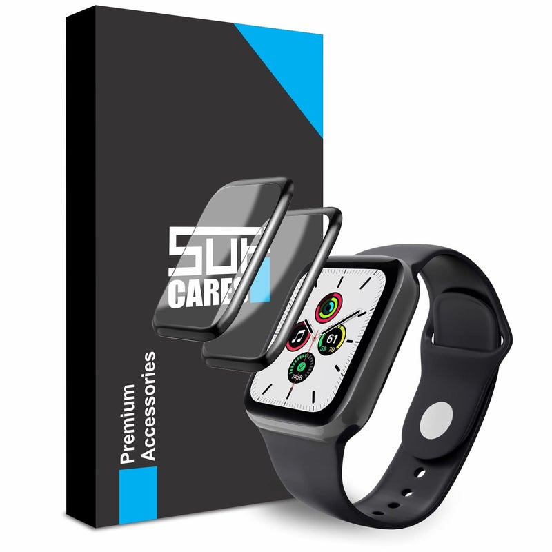 SupCares Full Coverage Screen Protector for Apple Watch 4/5/6 and SE | 40mm | Pack of 2 | Black - Image 3