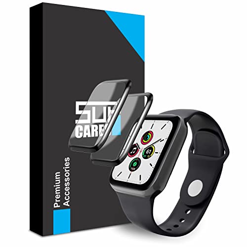 SupCares Full Coverage Screen Protector for Apple Watch 4/5/6 and SE | 40mm | Pack of 2 | Black - Image 1