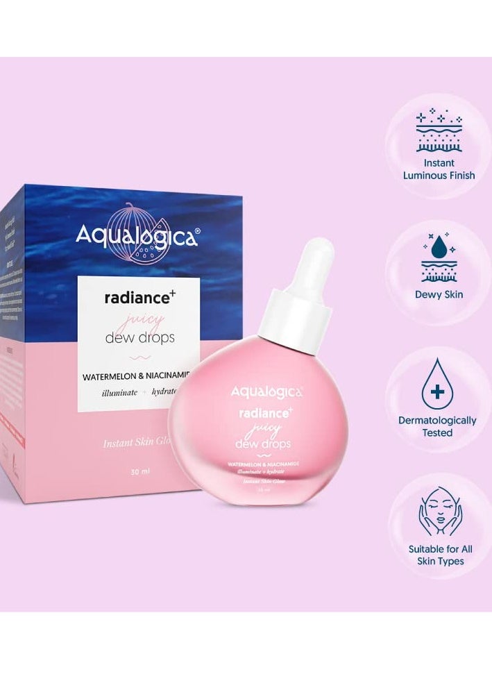 Aqualogica - Aqualogica Radiance Juicy Dew Drops Illuminating Face Serum With Watermelon and Niacinamide Serum for Glowing 30ml - Image 1