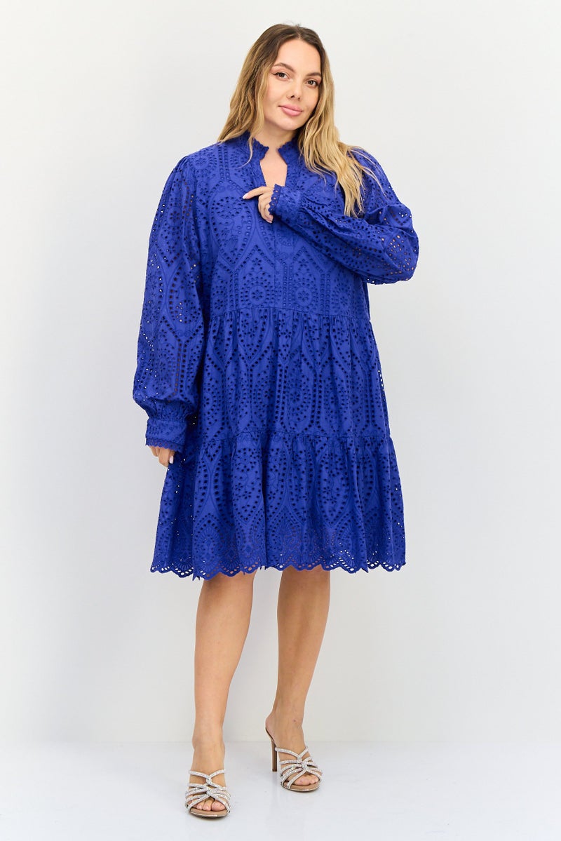 YAS Women Eyelet Mini Dress, Blue - Image 3