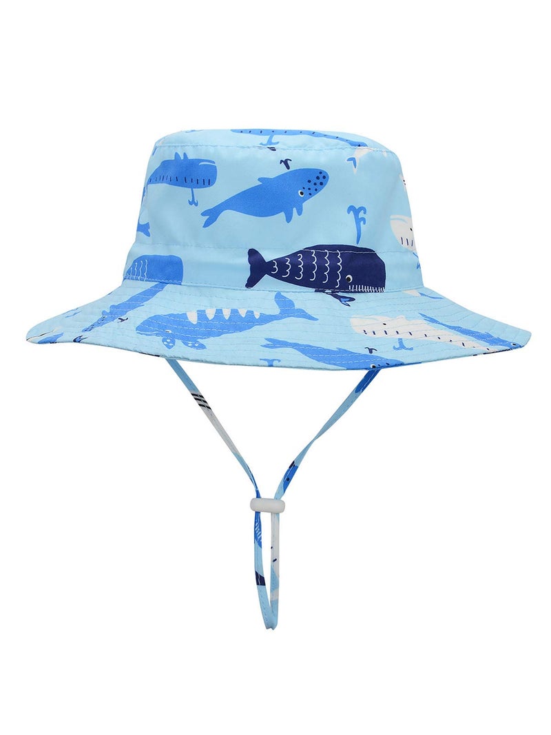 Komorebi Baby Sun Hat UPF 50+ Sun Protective Toddler Bucket Hat Summer Kids Beach Hats Wide Brim Outdoor Play Hat for Boys Girls Blue Whale 2-4T - Image 4
