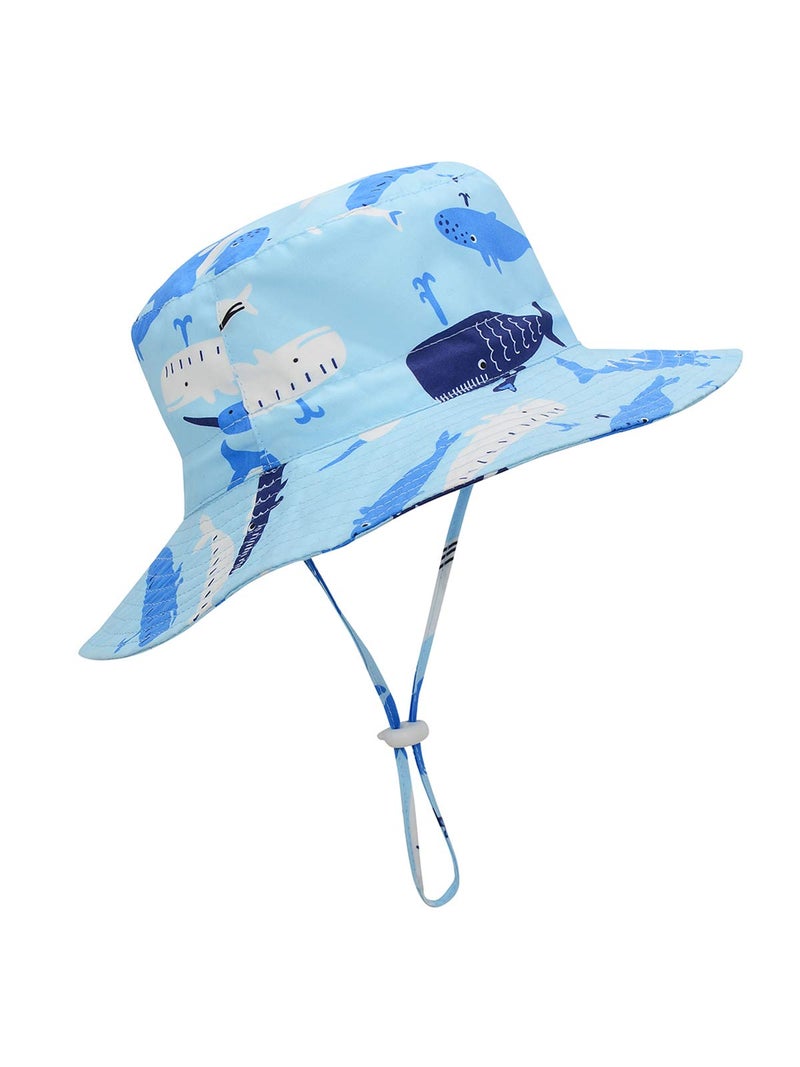 Komorebi Baby Sun Hat UPF 50+ Sun Protective Toddler Bucket Hat Summer Kids Beach Hats Wide Brim Outdoor Play Hat for Boys Girls Blue Whale 2-4T - Image 1