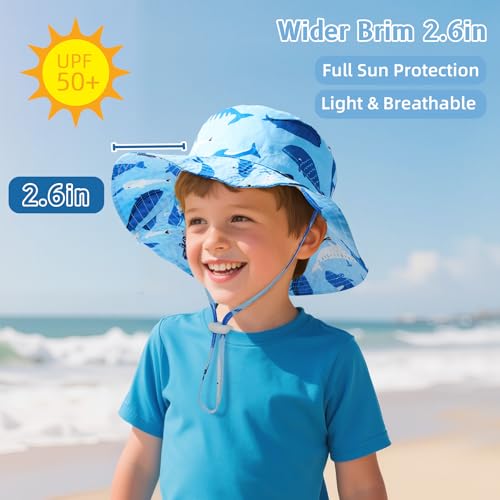 Komorebi Baby Sun Hat UPF 50+ Sun Protective Toddler Bucket Hat Summer Kids Beach Hats Wide Brim Outdoor Play Hat for Boys Girls Blue Whale 2-4T - Image 2