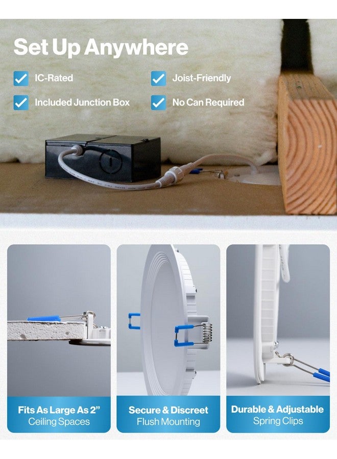 صنكو لايتنغ مجموعة من 12 مصباح LED رفيع للغاية مقاس 6 بوصات من Sunco، إضاءة نهارية فاخرة 6000 كلفن، قابلة للتعتيم بقوة 14 وات، مقاومة للرطوبة، بدون علبة، رقاقة رقيقة مع صندوق توصيل - Image 1