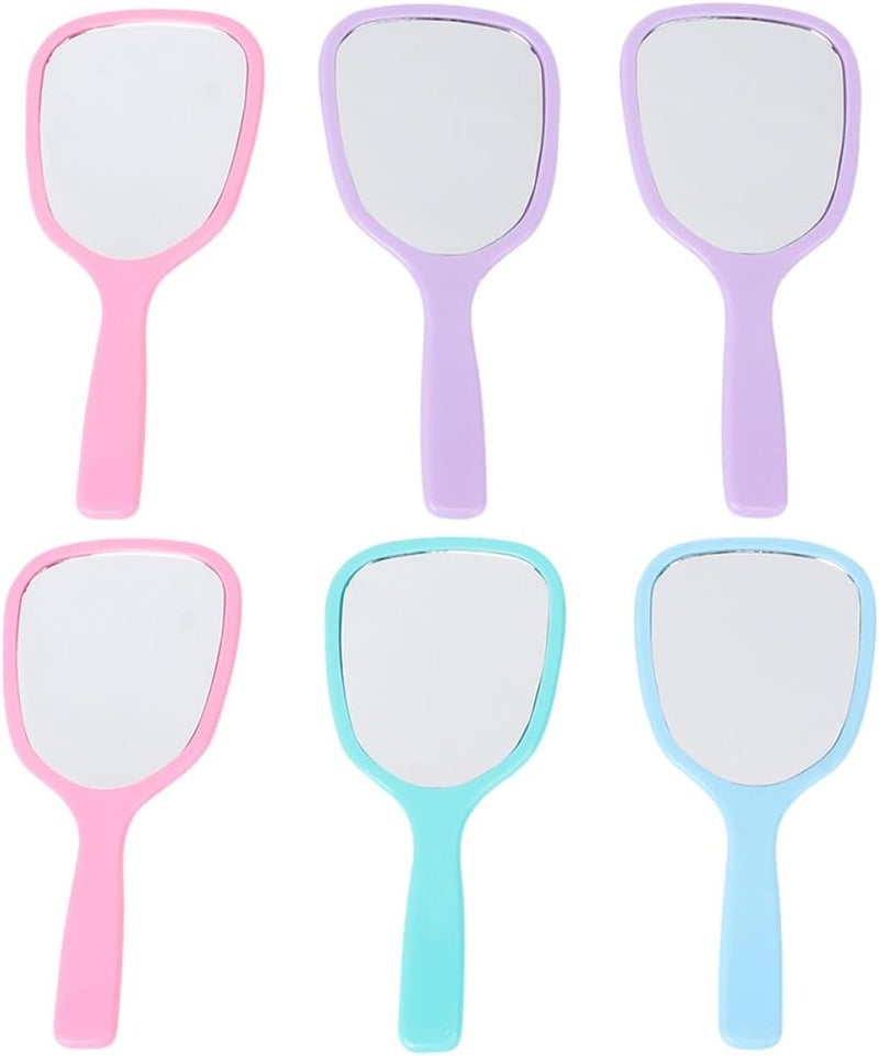 GALPADA 6pcs Handheld Cosmetic Mirrors Candy Color Small Single-Sided Makeup Mirrors with Handle for Women Portable Travel Vanity Beauty Tool Set - Image 1