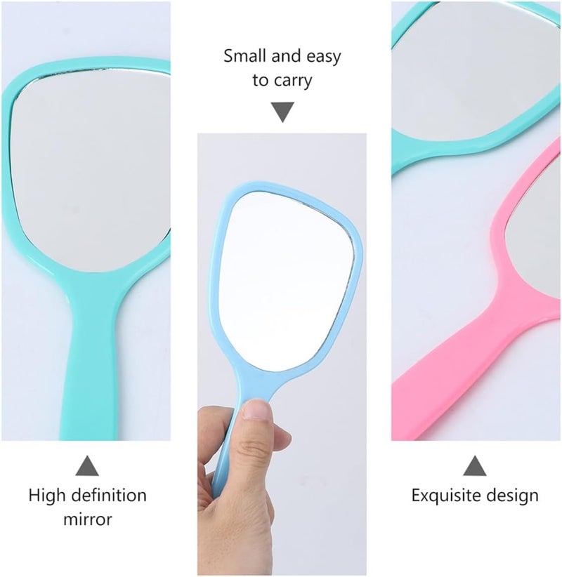 GALPADA 6pcs Handheld Cosmetic Mirrors Candy Color Small Single-Sided Makeup Mirrors with Handle for Women Portable Travel Vanity Beauty Tool Set - Image 5