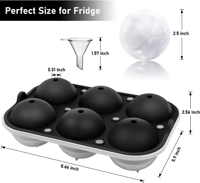 Dhrumino 6Ball Ice Cube Tray with Lid Silicone Round Ice Ball Maker with Funnel EasyRelease Ice Mold for Whiskey Cocktails Juice Cold Drinks Kitchen Tool Multicolor Pack of 2 - Image 3