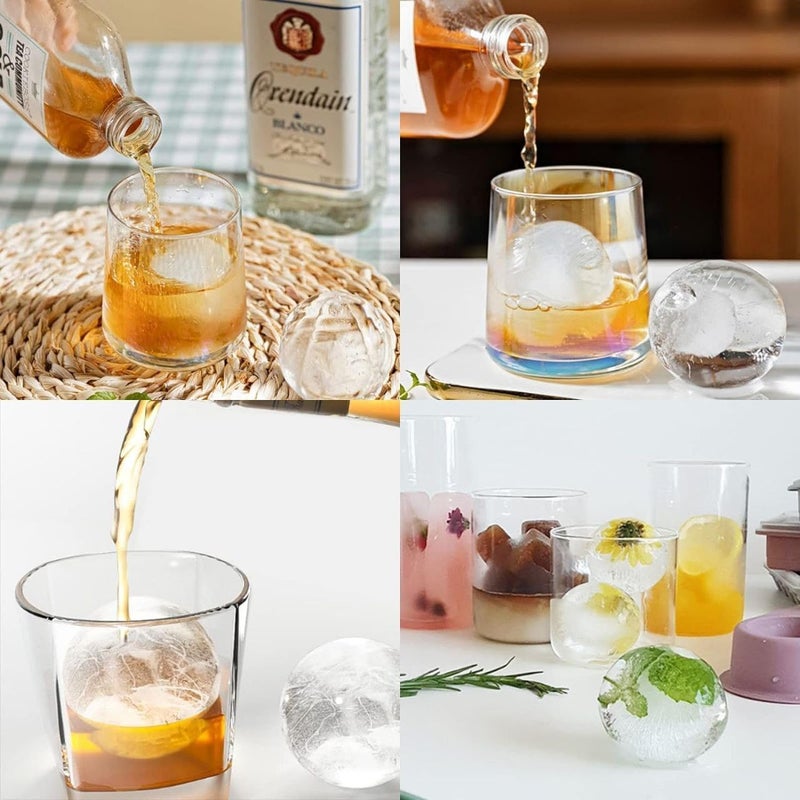 Dhrumino 6Ball Ice Cube Tray with Lid Silicone Round Ice Ball Maker with Funnel EasyRelease Ice Mold for Whiskey Cocktails Juice Cold Drinks Kitchen Tool Multicolor Pack of 2 - Image 5