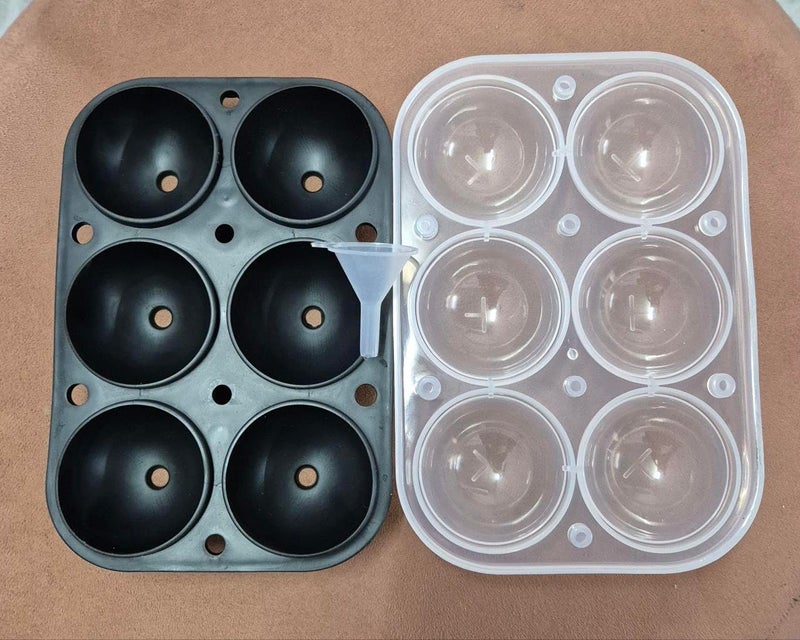 Dhrumino 6Ball Ice Cube Tray with Lid Silicone Round Ice Ball Maker with Funnel EasyRelease Ice Mold for Whiskey Cocktails Juice Cold Drinks Kitchen Tool Multicolor Pack of 2 - Image 2