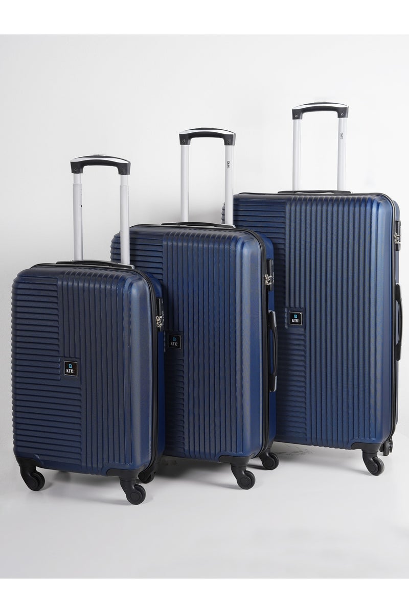 KTMC 3-Piece Luggage Set, ABS Material, Lightweight, 360° Rotated 4-Wheels, Tough Suitcase for Travel, Sizes 20/24/28 inches Navy - Image 1