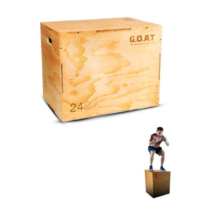 G.O.A.T Premium Wooden Plyometric Jump Box – 3in1 Cube Design - Heavy-Duty Plywood Construction for CrossFit, HIIT & Explosive Training