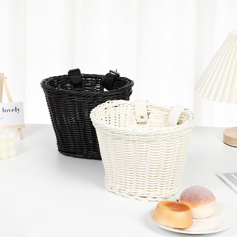 Black Front Basket For Kids Bicycle Waterproof Woven Handlebar Mount Easy Installation - Image 4