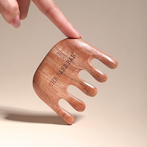 The Bare Bar Neem Wood Massager Comb - Pack of 1 | Wood Head scalp massage comb tool - Gua Sha for hair massager | Wooden wide tooth comb for hair growth | Eco-Friendly Hair Care Tool, Brown - Image 2