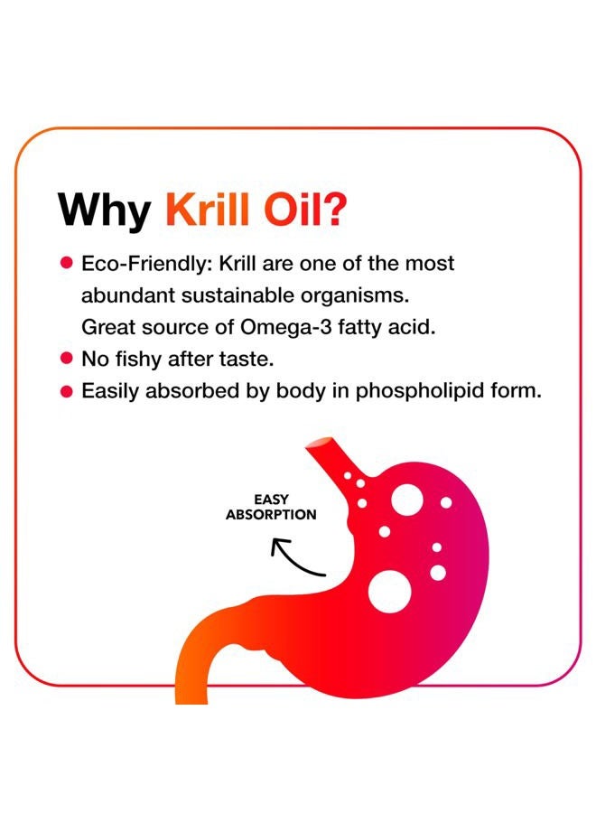 Megared Antarctic Krill Oil 500mg Omega 3 Fatty Acid Supplement, Extra Strength EPA & DHA Krill Oil Softgels (90cnt Box), Astaxanthin, Heart Health Supplement with No Fish Oil Aftertaste  - Image 5