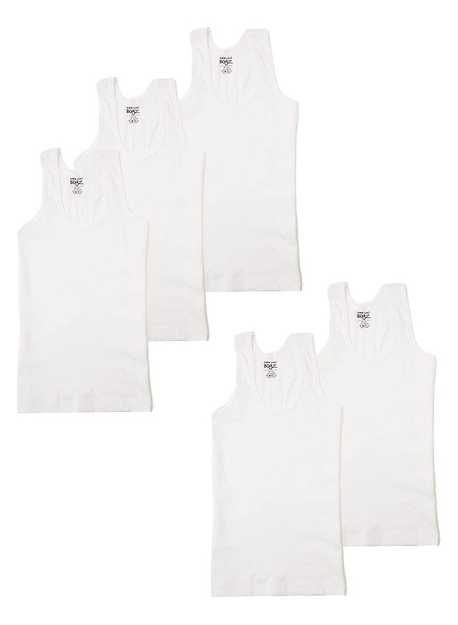 Lux Cozi Boys White Cotton Vest Pack of 5 (Size : 1-2 Years) - Image 1