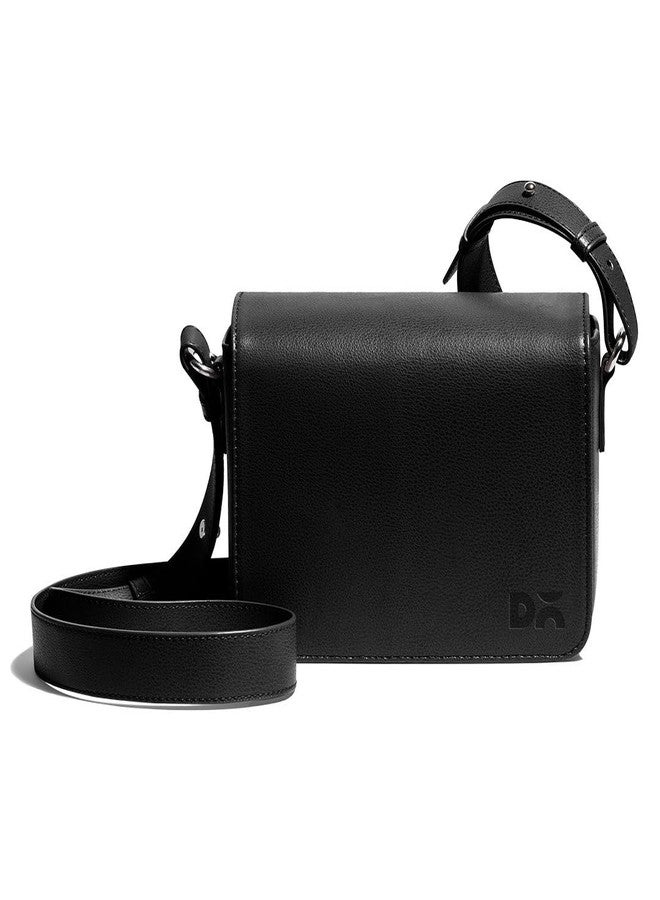 DailyObjects Black Sol Box Sling Crossbody Bag for Women, Girls | Durable Vegan Leather | Stylish Ladies Wallet Purse|Shoulder Handbag | Magnetic Flap Closure & Adjustable Wide Strap - Image 1