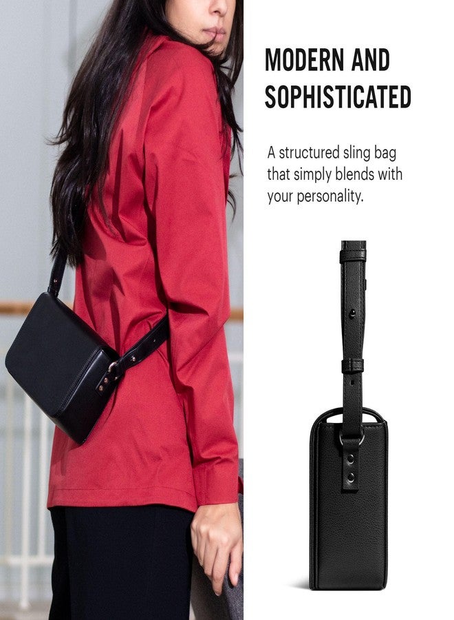 DailyObjects Black Sol Box Sling Crossbody Bag for Women, Girls | Durable Vegan Leather | Stylish Ladies Wallet Purse|Shoulder Handbag | Magnetic Flap Closure & Adjustable Wide Strap - Image 4