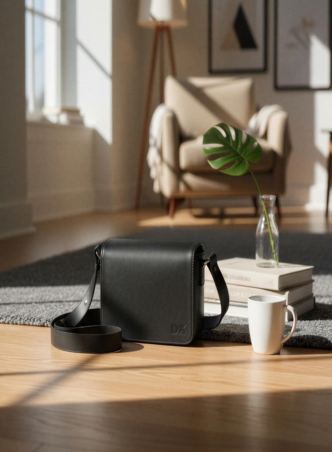 DailyObjects Black Sol Box Sling Crossbody Bag for Women, Girls | Durable Vegan Leather | Stylish Ladies Wallet Purse|Shoulder Handbag | Magnetic Flap Closure & Adjustable Wide Strap - Image 2