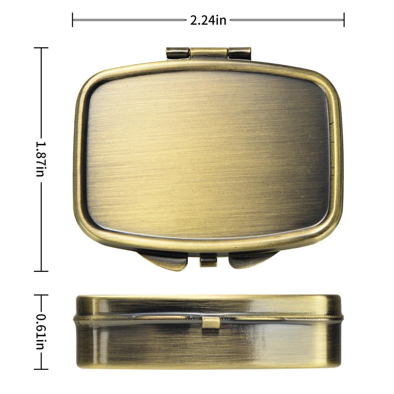 Urekt Small Pill Case,(2 Pack) 2 Compartment Pill Box with Mirror Portable Pill Box for Purse, Mini Pill Container Medicine Case for Vitamin, Cod Liver Oil, Supplement (Silver, Bronze) - Image 2