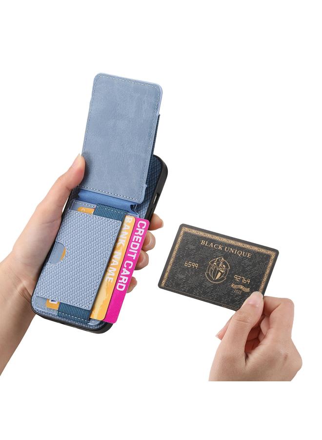 S-TOP Case For iPhone 16 Carbon Fiber Vertical Flip Wallet Stand Phone Case - Image 5