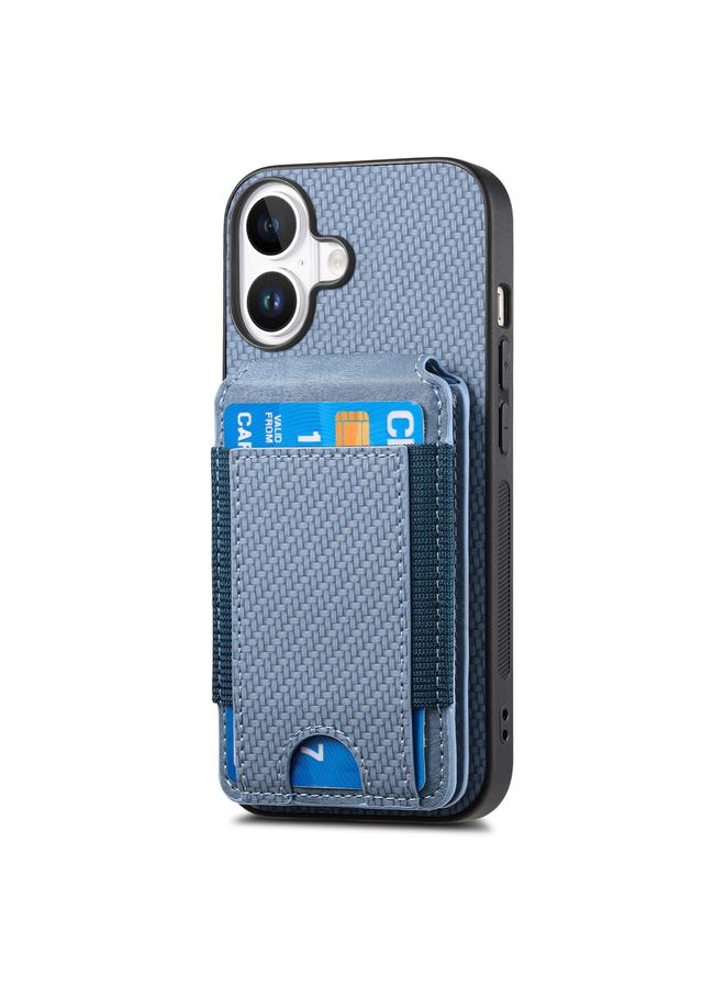 S-TOP Case For iPhone 16 Carbon Fiber Vertical Flip Wallet Stand Phone Case - Image 3