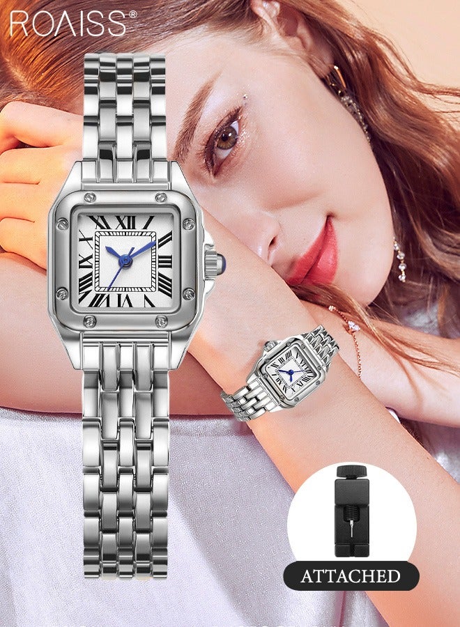 roaiss Women's Alloy Strap Quartz Watch Analog Display Small Square Roman Numerals Dial Waterproof Fashion Wristwatch as Gift for Ladies - Image 1