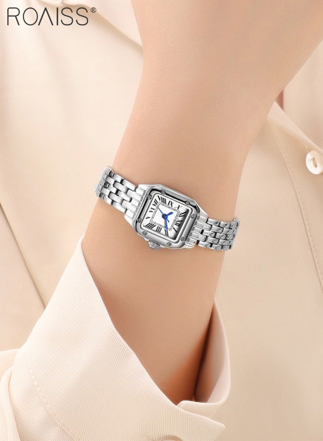 roaiss Women's Alloy Strap Quartz Watch Analog Display Small Square Roman Numerals Dial Waterproof Fashion Wristwatch as Gift for Ladies - Image 2