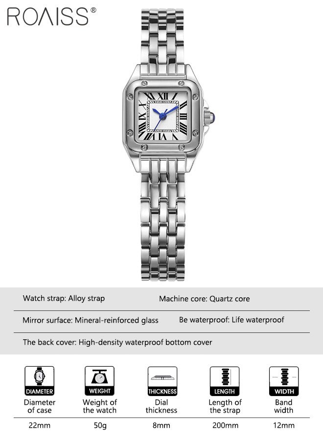 roaiss Women's Alloy Strap Quartz Watch Analog Display Small Square Roman Numerals Dial Waterproof Fashion Wristwatch as Gift for Ladies - Image 4