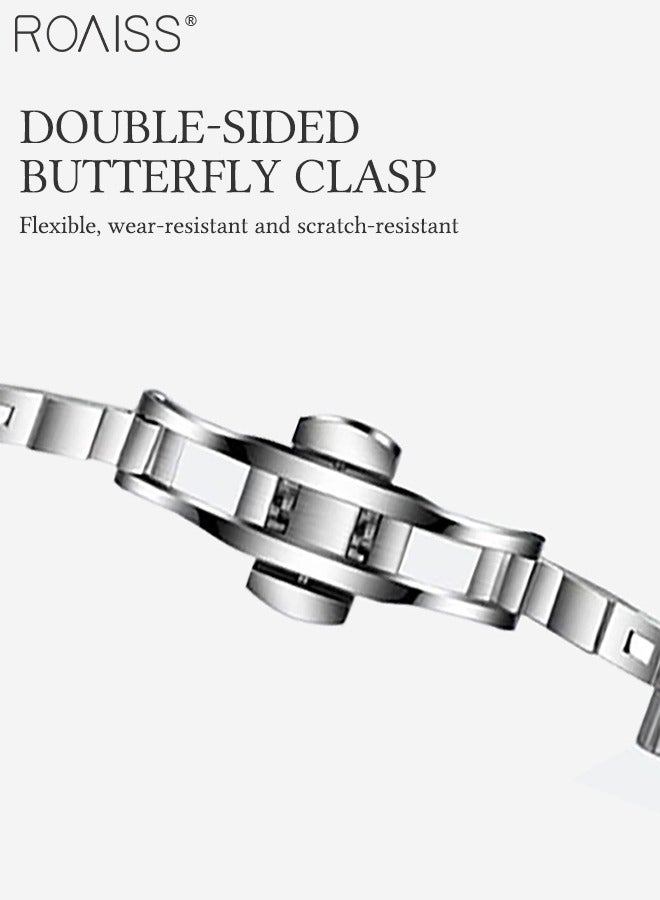 roaiss Women's Alloy Strap Quartz Watch Analog Display Small Square Roman Numerals Dial Waterproof Fashion Wristwatch as Gift for Ladies - Image 5