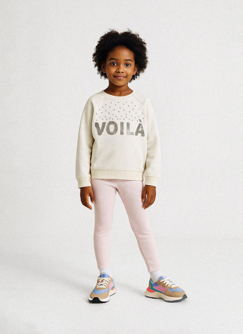 MINOTI Kids Girls' Ribbed Classic Leggings With Stretch Waist - Image 1