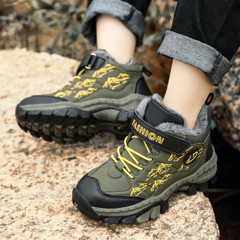 Winter Boys Cotton Shoes Children'S Zhongbang Outdoor Mountaineering Shoes Girls' Large Cotton Snow Lightweight Non-Slip Warm Sneaker - Image 3