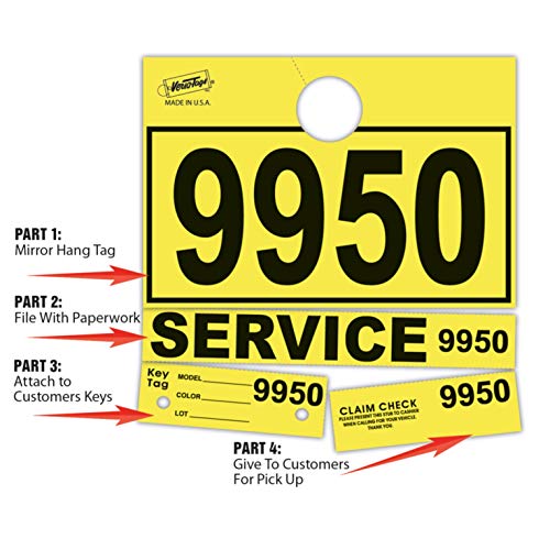 Versa-Tags Service Dispatch Numbers RL78 Style Mirror Hang Tags Numbered (Yellow, 7000-7999) - Image 2