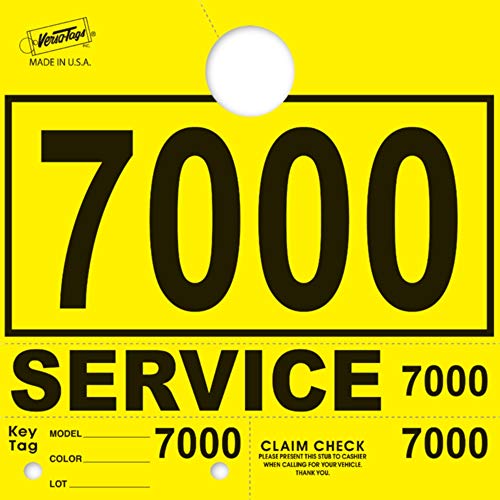 Versa-Tags Service Dispatch Numbers RL78 Style Mirror Hang Tags Numbered (Yellow, 7000-7999) - Image 1
