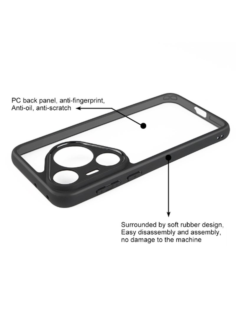 Wtech Hybrid TPU Silicone Protective Slim Case Cover For Huawei Pura 70 Pro / Pura 70 Pro+ / Pura 70 Pro Plus 5G 2024 Clear/Black - Image 4