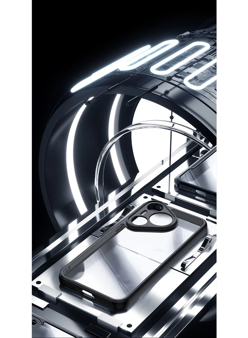 Wtech Hybrid TPU Silicone Protective Slim Case Cover For Huawei Pura 70 Pro / Pura 70 Pro+ / Pura 70 Pro Plus 5G 2024 Clear/Black - Image 2