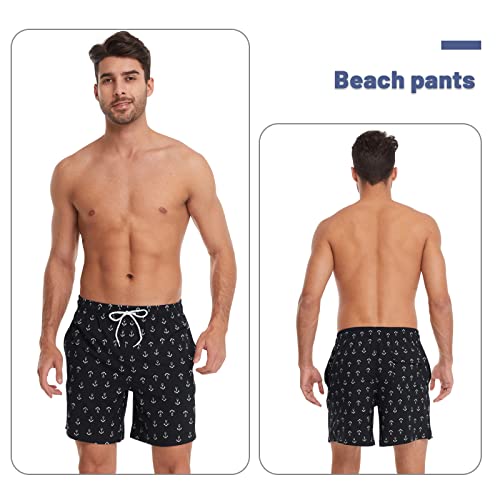 FEIXIANG Mens Quick Dry Swim Trunk with Breathable Mesh Lining Beach Shorts with Pockets Black - Image 2