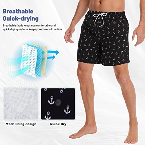 FEIXIANG Mens Quick Dry Swim Trunk with Breathable Mesh Lining Beach Shorts with Pockets Black - Image 3