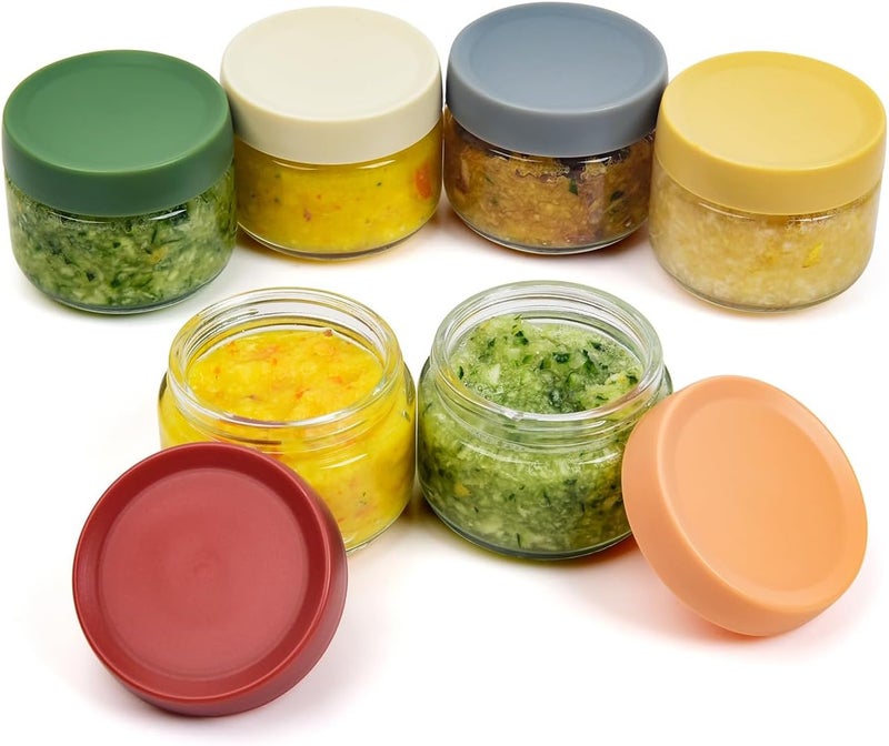 EONJOE 2 oz Glass Dressing Containers To Go Sauce Cups Mini Condiment Dip Jars with Lids Lunch Box Accessories,6-Pack - Image 1